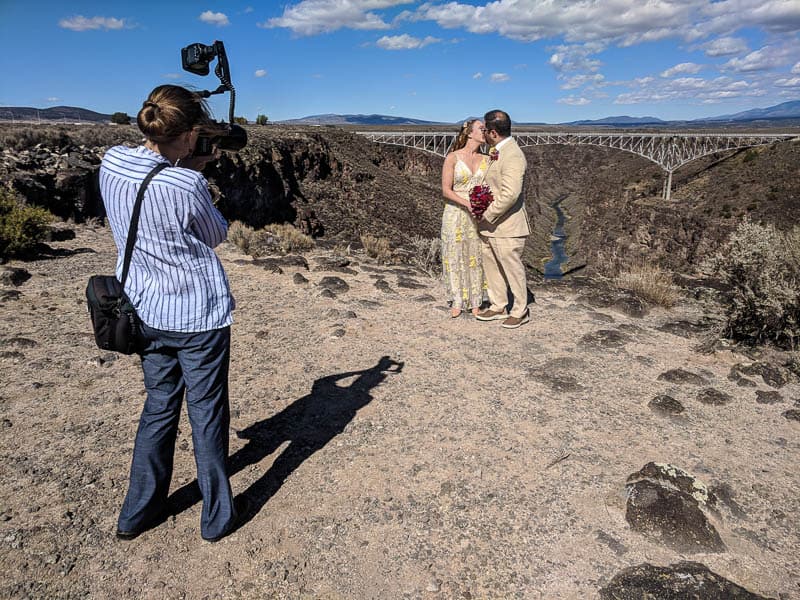 Taking a great wedding photo at the Rio Grande Gorge