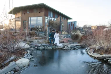 Posing in front of the reflecting pool is a favorite photo opp at SpiriTaos