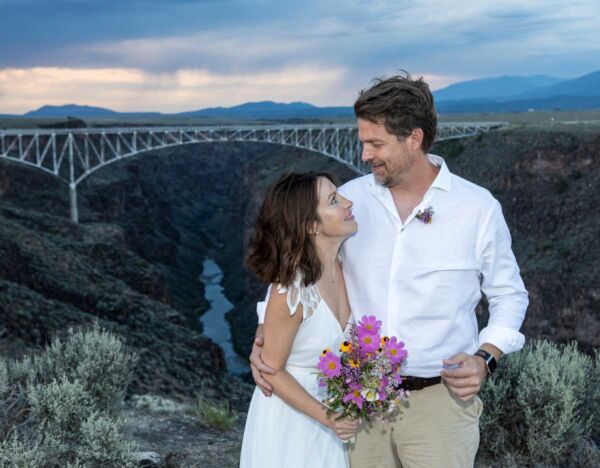 A happily married couple at the Rio Grande Gorge Bridge Overlook