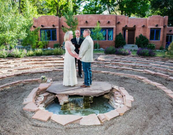 A labyrinth wedding ceremony with officiant Dan Jones