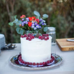 Wedding cate at SpiriTaos Gardens in Taos New Mexico