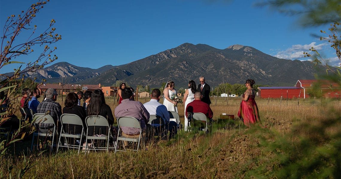 A wedding ceremony in the SpiriTaos meadow