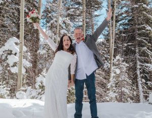 A happy married couple at the Taos Ski Valley