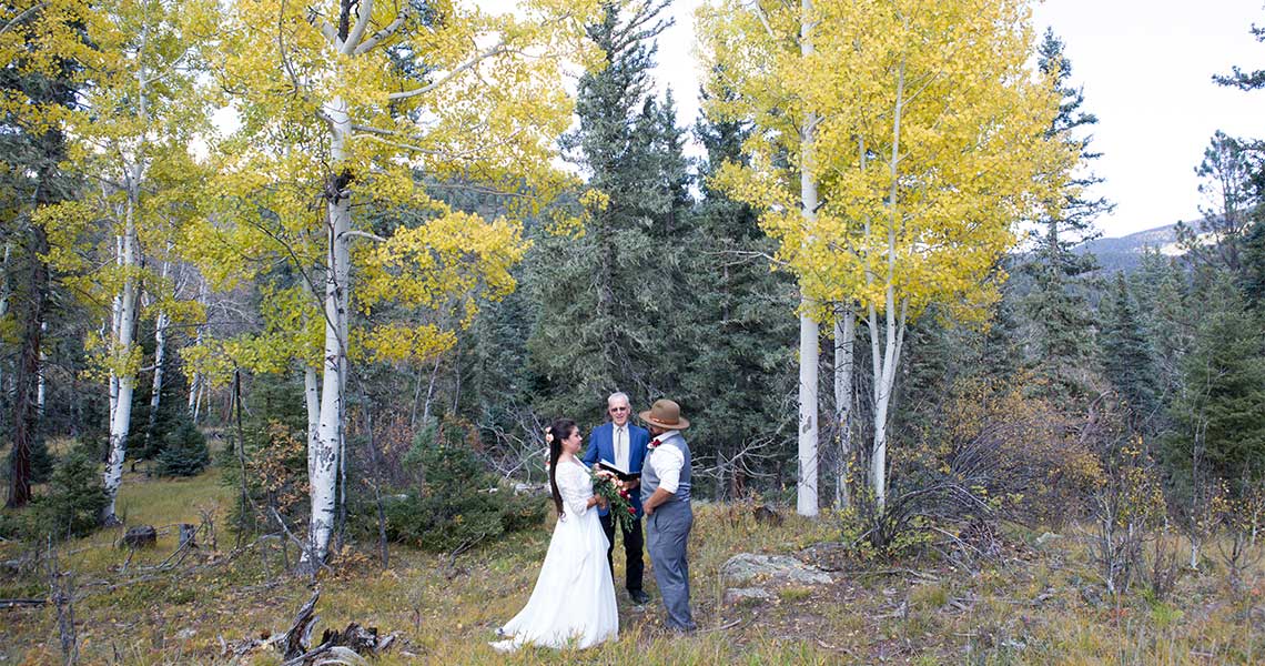 A wedding under yellow aspens near Taos New Mexico